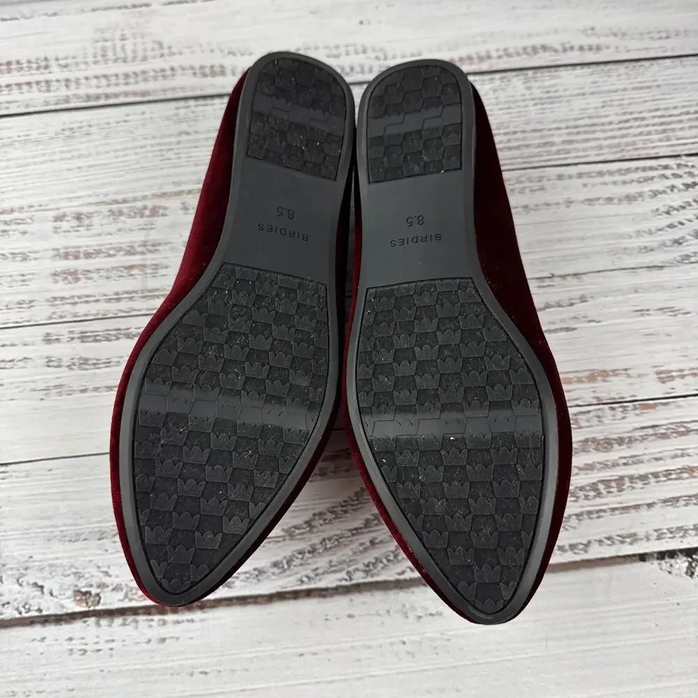 Birdies The Heron Womens 8.5 Slip On Flats Garnet Red Velvet